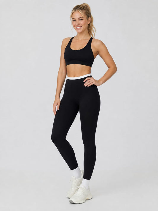 High Waist Contrast Band Leggings
